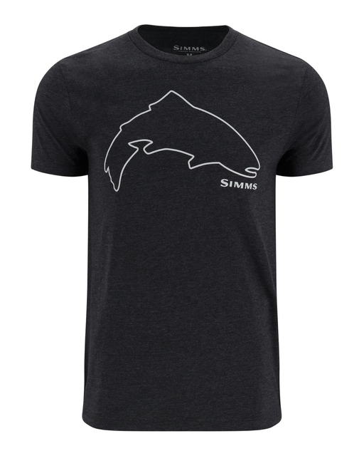 Simms Trout Outline T-Shirt Dark Gunmetal Heather L 