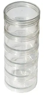 Stoxdal runde skrubare plastbokser 5 klare bokserskrudd p&#229; hverandre