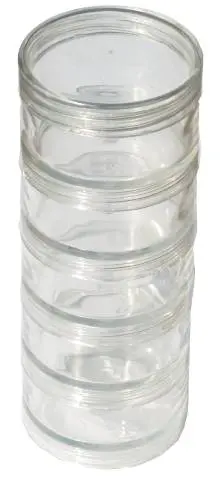 Stoxdal runde skrubare plastbokser 5 klare bokserskrudd på hverandre 