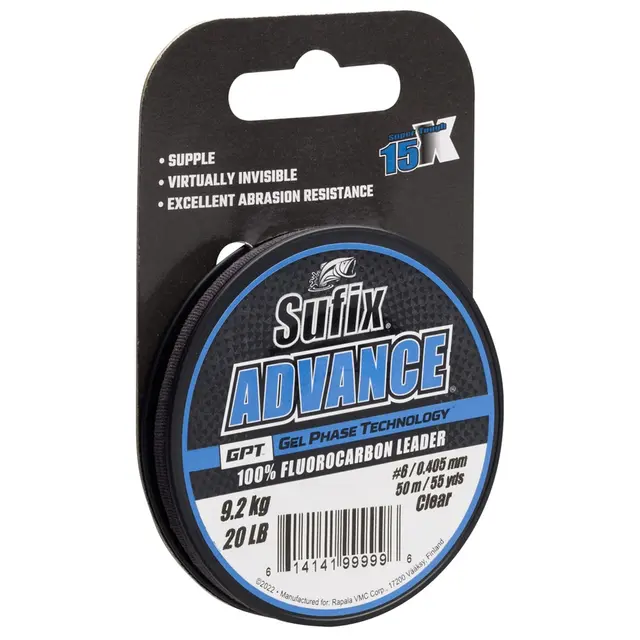 Sufix Advance Fluorocarbon 50m 0,148mm Slitesterk og raskt synkende fortom 