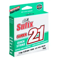 Sufix Super 21 Clear 150m 0,16mm 2,5kg Sene med lav strekk og h&#248;y sensitivitet