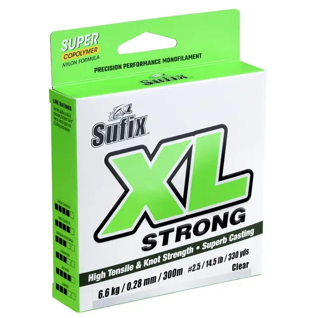 Sufix XL Strong Clear 300m 0,20mm 3,3kg Eksepsjonelt myk og glatt monofilament 