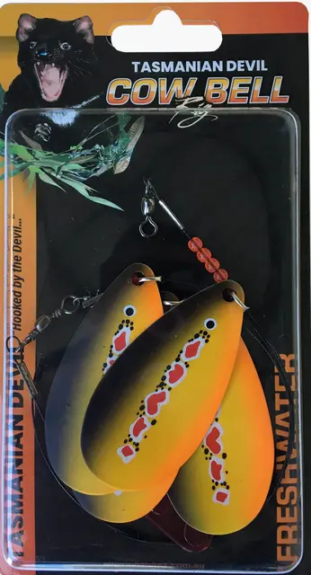 Tasmanian Devil Cow Bell Spotted Dog UV 90cm markdrag som etterligner fiskestim 