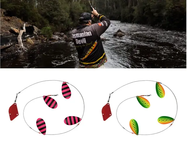 Tasmanian Devil Cow Bell Spotted Dog UV 90cm markdrag som etterligner fiskestim 