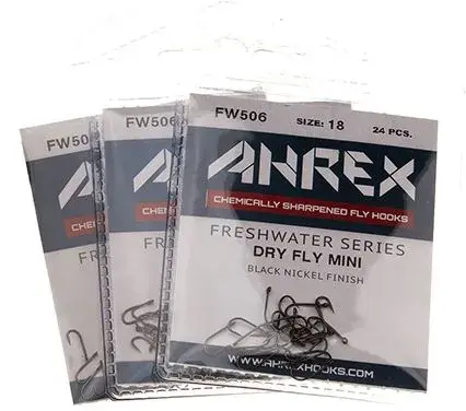 Ahrex FW506 Dry Fly Mini #22 Sort finish - 24 stk 