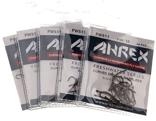 Ahrex FW511 Curved Dry Fly #18 Barbless - Sort finish - 24 stk 