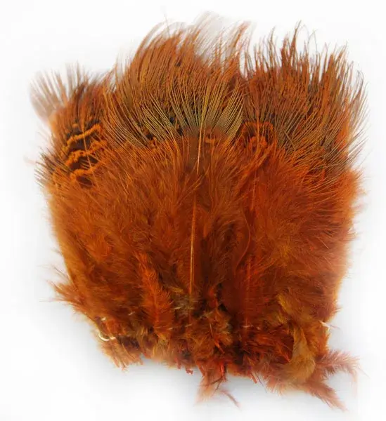 Ringneck Rump Hackle - Orange Wapsi (Fasan rumpefjær) 