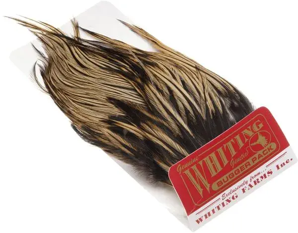 Whiting Bugger Pack Golden Badger Lange fjær med naturlig tapering 