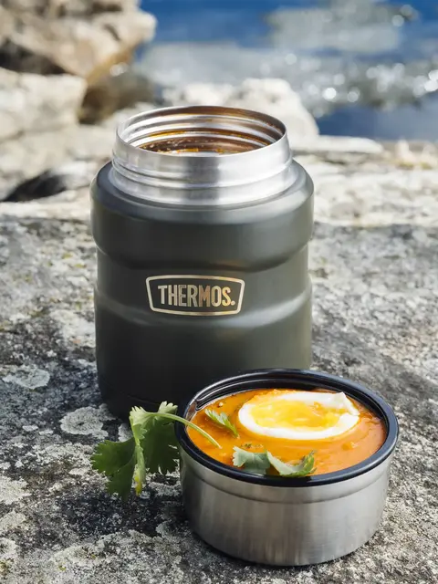 Thermos Stainless King Mattermos 0,47L Army mattermos med foldbar skje i lokket 