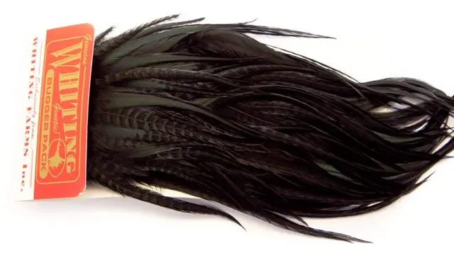 Whiting Bugger Pack Black Lange fjær med naturlig tapering 