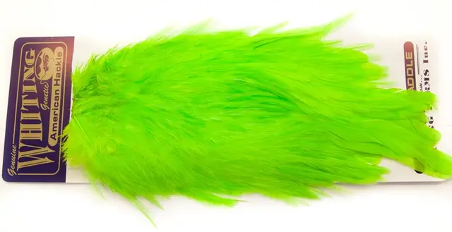 Whiting Am. Rooster Saddle - Chartreuse (White Dyed Fluor Chartreuse) 