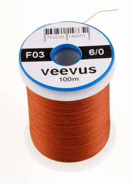 Veevus bindetråd 6/0 - Rusty Brown Råsterk, lett å splitte 