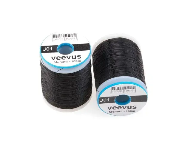Veevus monofil bindetråd 0.10mm - Black Sterk monofil bindetråd - 100m spole 
