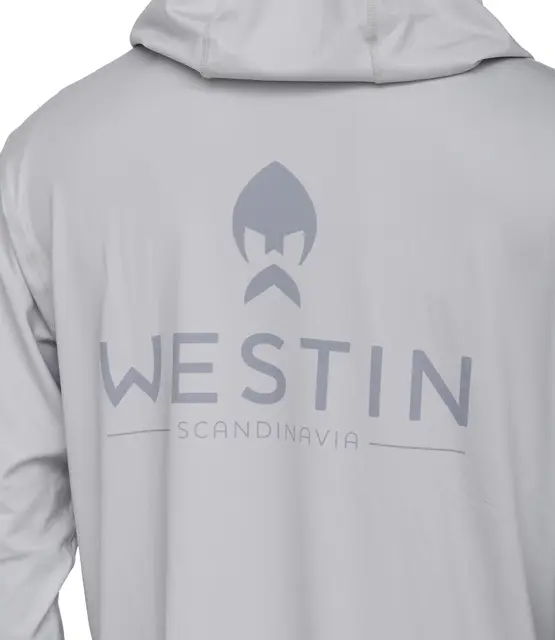 Westin Ledge Upf Hoodie M Mist Grey Fiskegenser med UV beskyttelse og hette 