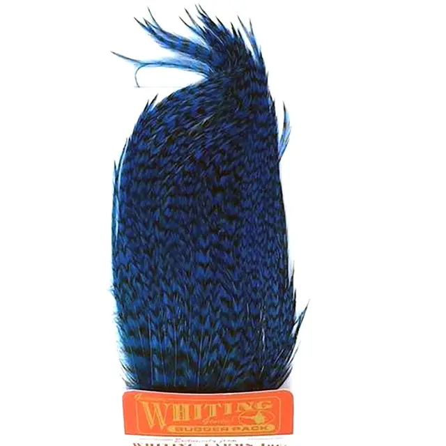 Whiting Bugger Pack Grizzly dyed King Lange fjær med naturlig tapering 