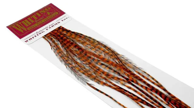 Whiting 100's Saddle Burnt Orange #18 100 hackle fra saddel av høy kvalitet 
