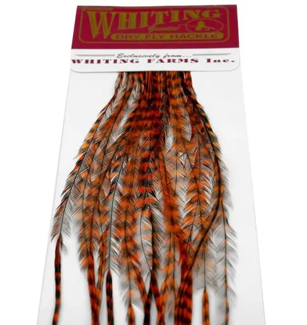 Whiting 100's Saddle Burnt Orange #18 100 hackle fra saddel av høy kvalitet 