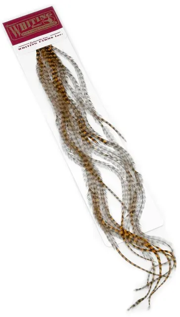 Whiting 100's Saddle Grizzly #12 Grizzly dyed Golden Brown krok #12 