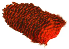 Whiting 4B Hen Saddle Grizzly Orange Grizzly dyed Orange h&#248;nesaddel