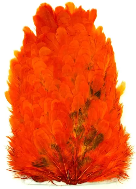 Whiting 4B Hen Saddle White Burnt Orange White dyed Burnt Orange hønesaddel 