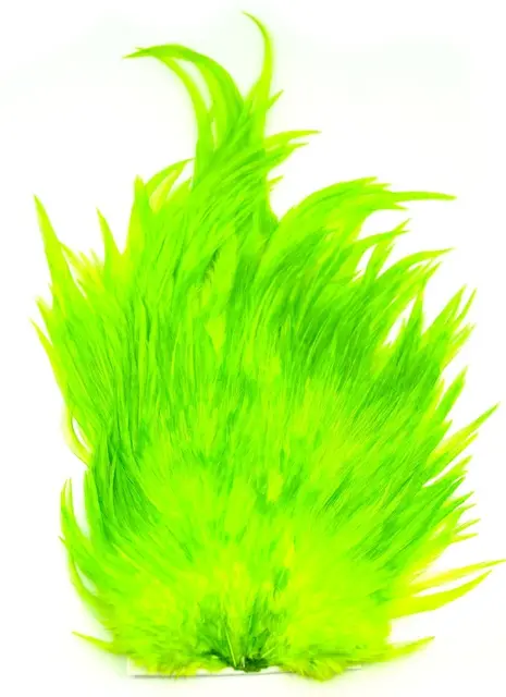 Whiting 4B Rooster Saddle White dyed Fl. Wjite dyed FlGreen Chartreuse hanesaddel 