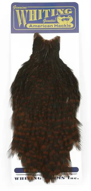 Whiting American Hen Cape Grizzly CBrown GrizzlyCoachman Brown med myke fine fjær 