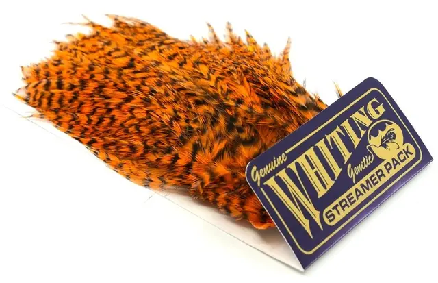 Whiting American Streamer Pack Grizzly dyed Shrimp Orange 