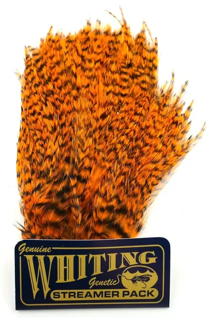 Whiting American Streamer Pack Grizzly dyed Shrimp Orange 