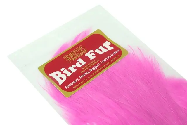 Whiting Bird Fur White dyed Pink Fluene blir enda mer levende 