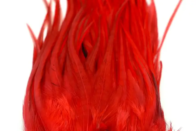 Whiting Bugger Pack White dyed Red Lange fjær med naturlig tapering 