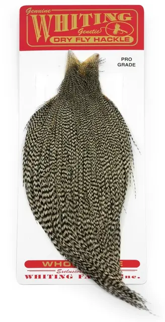 Whiting Pro Grade Cape Grizzly Nakkefjær av høy kvalitet til tørrfluer 