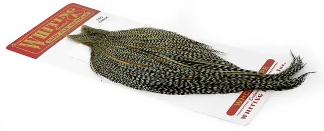 Whiting Pro Grade Cape Grizzly Variant Nakkefjær av høy kvalitet til tørrfluer 