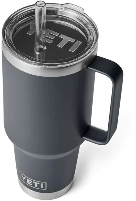 Yeti Rambler Straw Mug 1,2L Charcoal Stor isloert drikkekopp med sugerør 