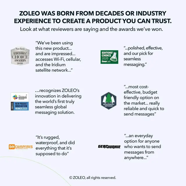 Zoleo Satellite Communicator Satellittkommunikasjonsenhet 